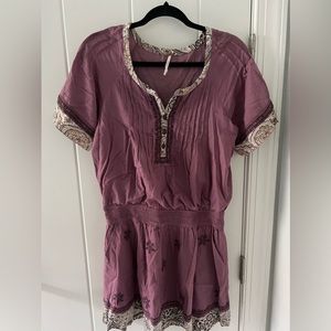 Plum free people button down dress with pockets